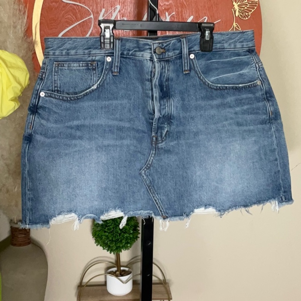 MADEWELL RIGID A-LINE Fair Trade Light Wash 5 Pocket DENIM SKIRT 32